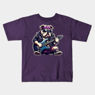 Bulldog Playing Guitar Kids T-Shirt